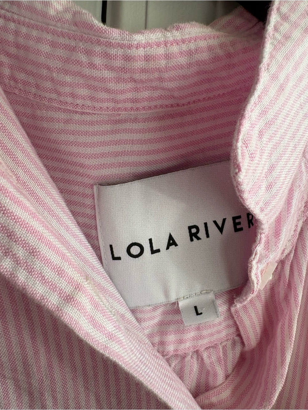 Lola Rive Pink Striped Ruffle-Sleeve Button Blouse - Picture 4 of 5